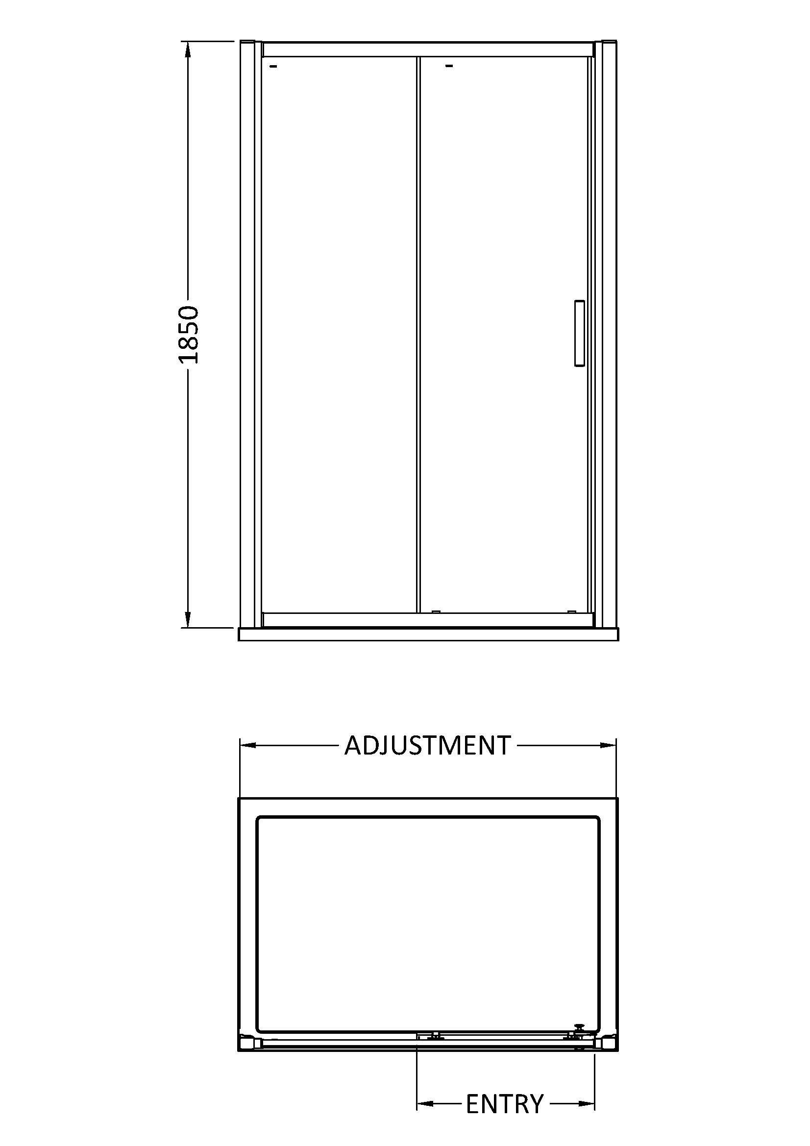 Sliding shower enclosure with adjustable entry for modern bathroom designs. Ideal for space-saving solutions and easy access in contemporary bathrooms.