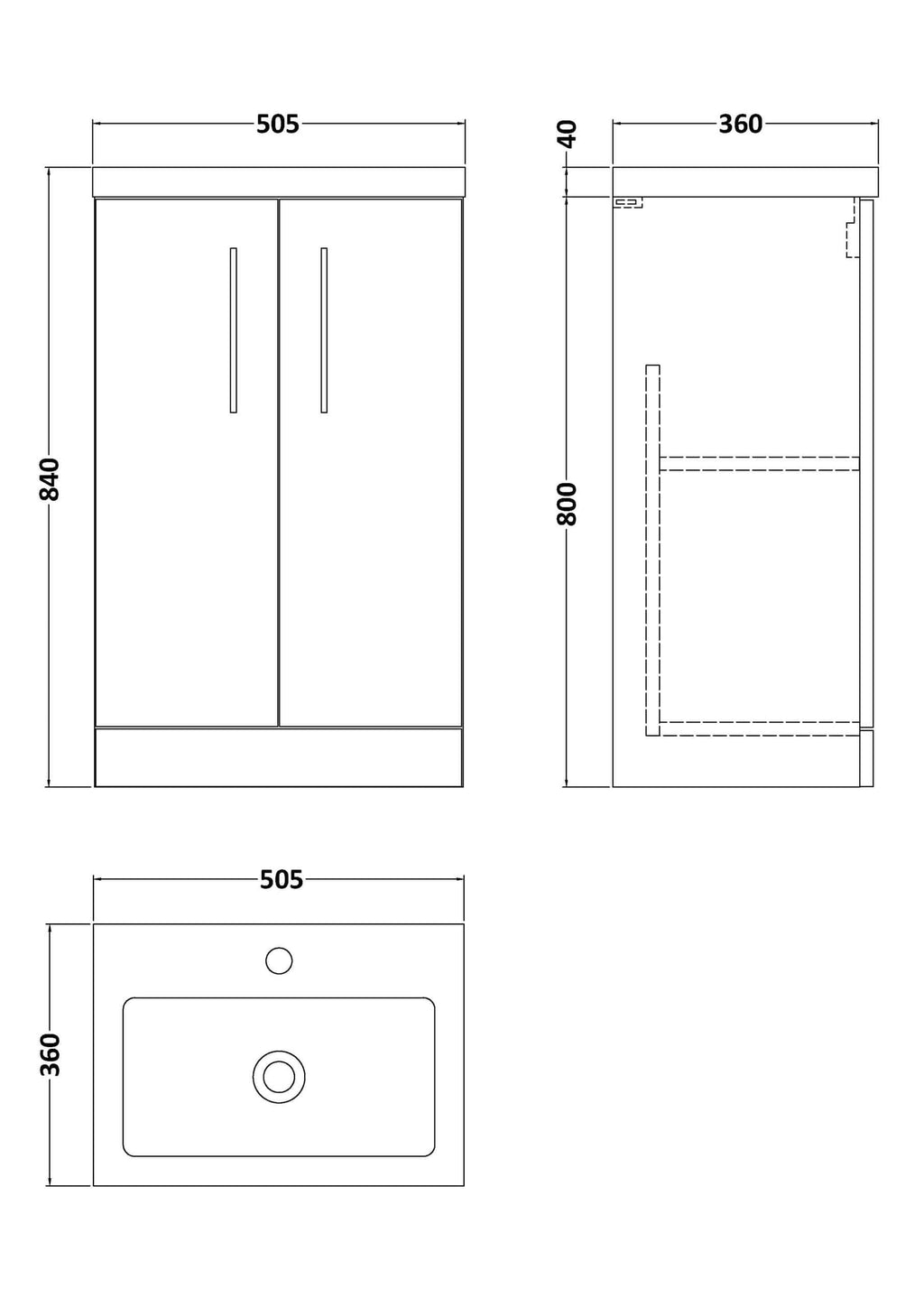 Sliding bathroom cabinet design with dimensions for Bubly Bathrooms. Perfect storage solution for modern bathrooms, combining functionality and style with sleek lines and durable materials.