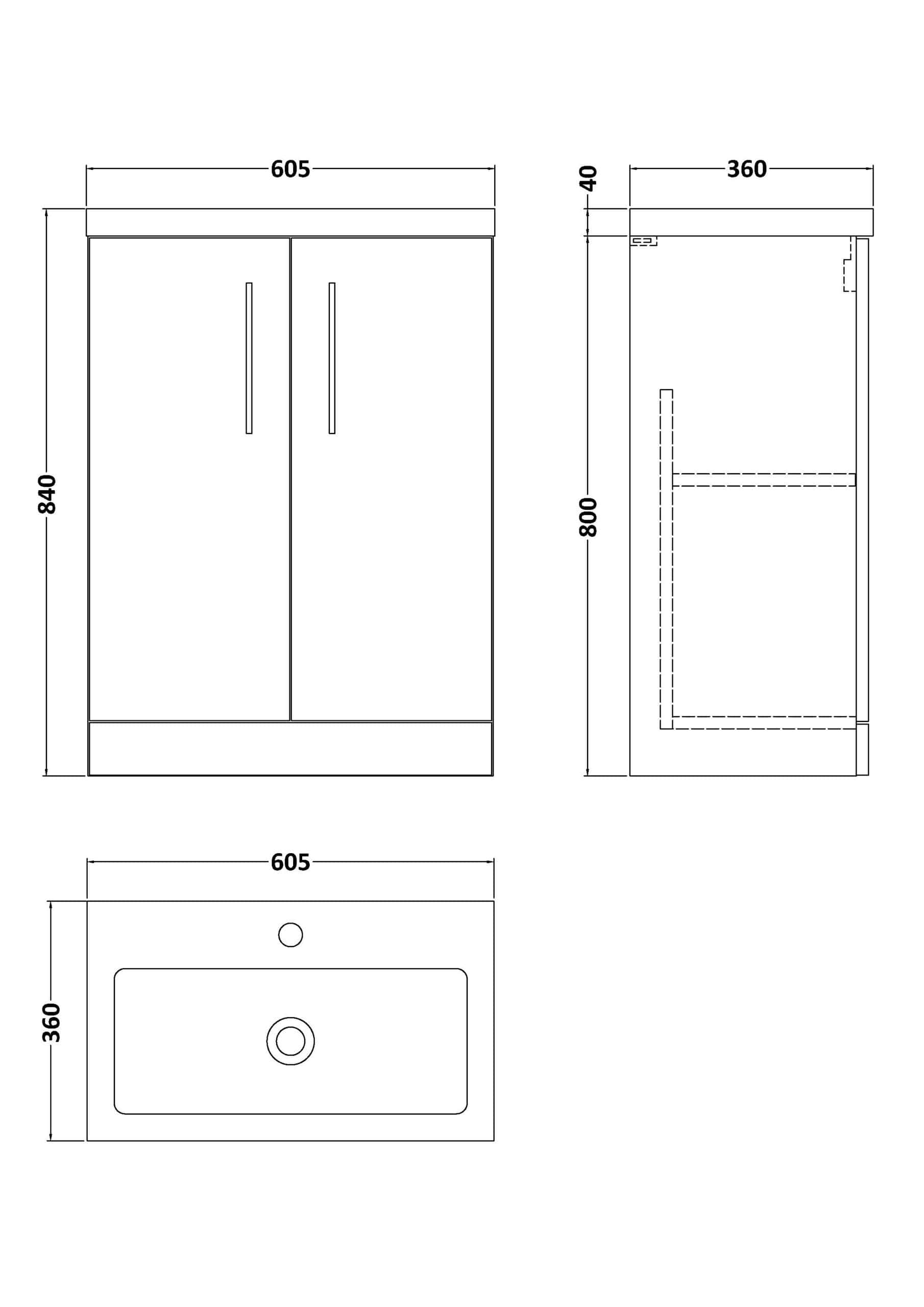 Modern bathroom vanity cabinet with double doors, sleek handles, and a compact design ideal for contemporary Bubly bathrooms.