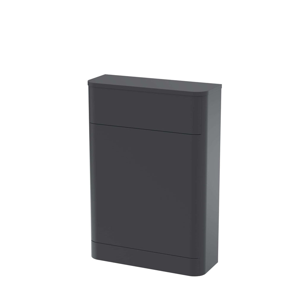 Sleek dark grey bathroom cabinet with two spacious drawers, ideal for modern bathroom storage solutions, combining style and functionality.