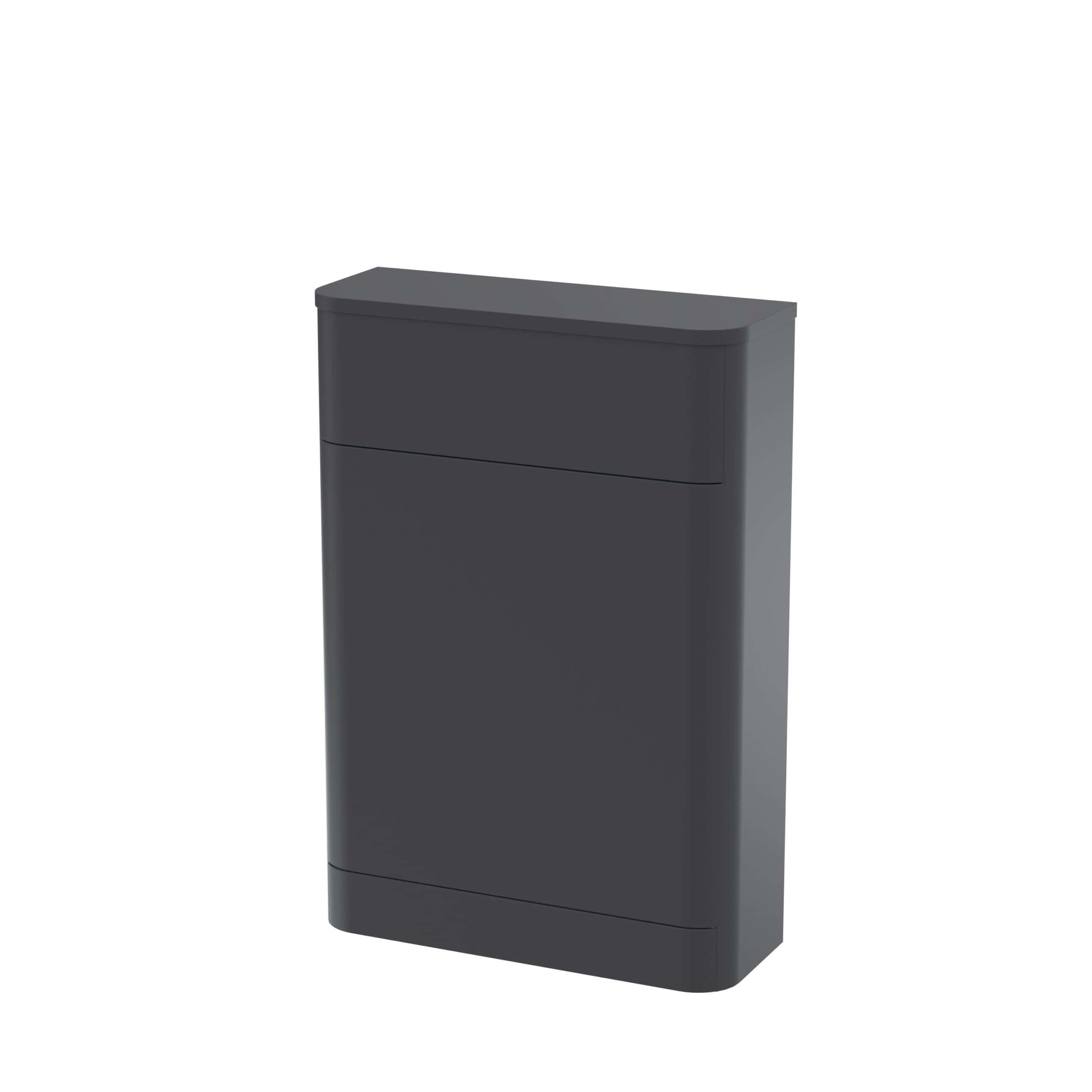 Sleek dark grey bathroom cabinet with two spacious drawers, ideal for modern bathroom storage solutions, combining style and functionality.