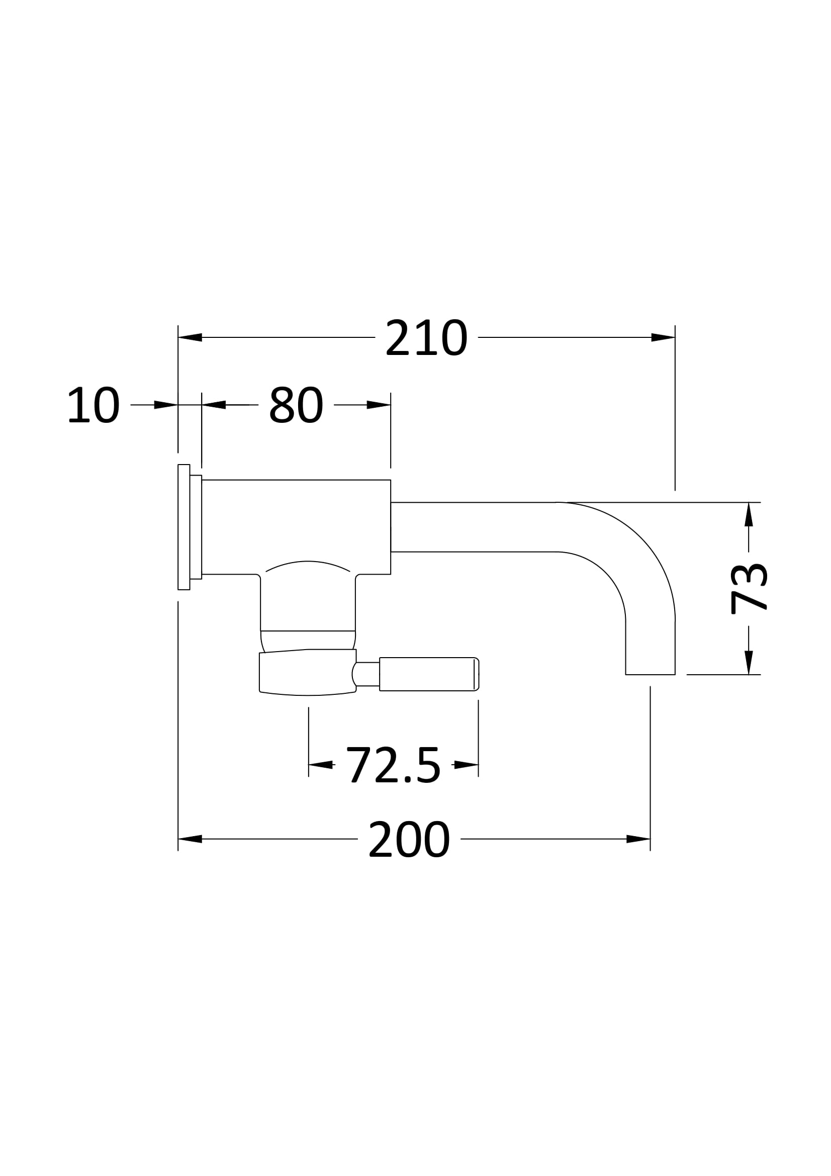 High-quality bathroom tap technical drawing with detailed measurements for installation and design consistency. Perfect for bathroom renovation and plumbing projects.