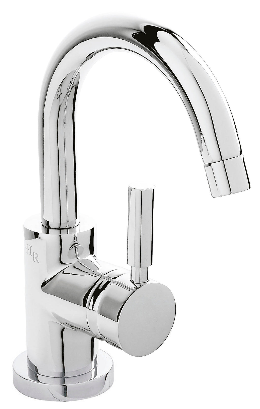 Chrome kitchen sink mixer tap with single lever handle, reflective and modern design for contemporary bathrooms.