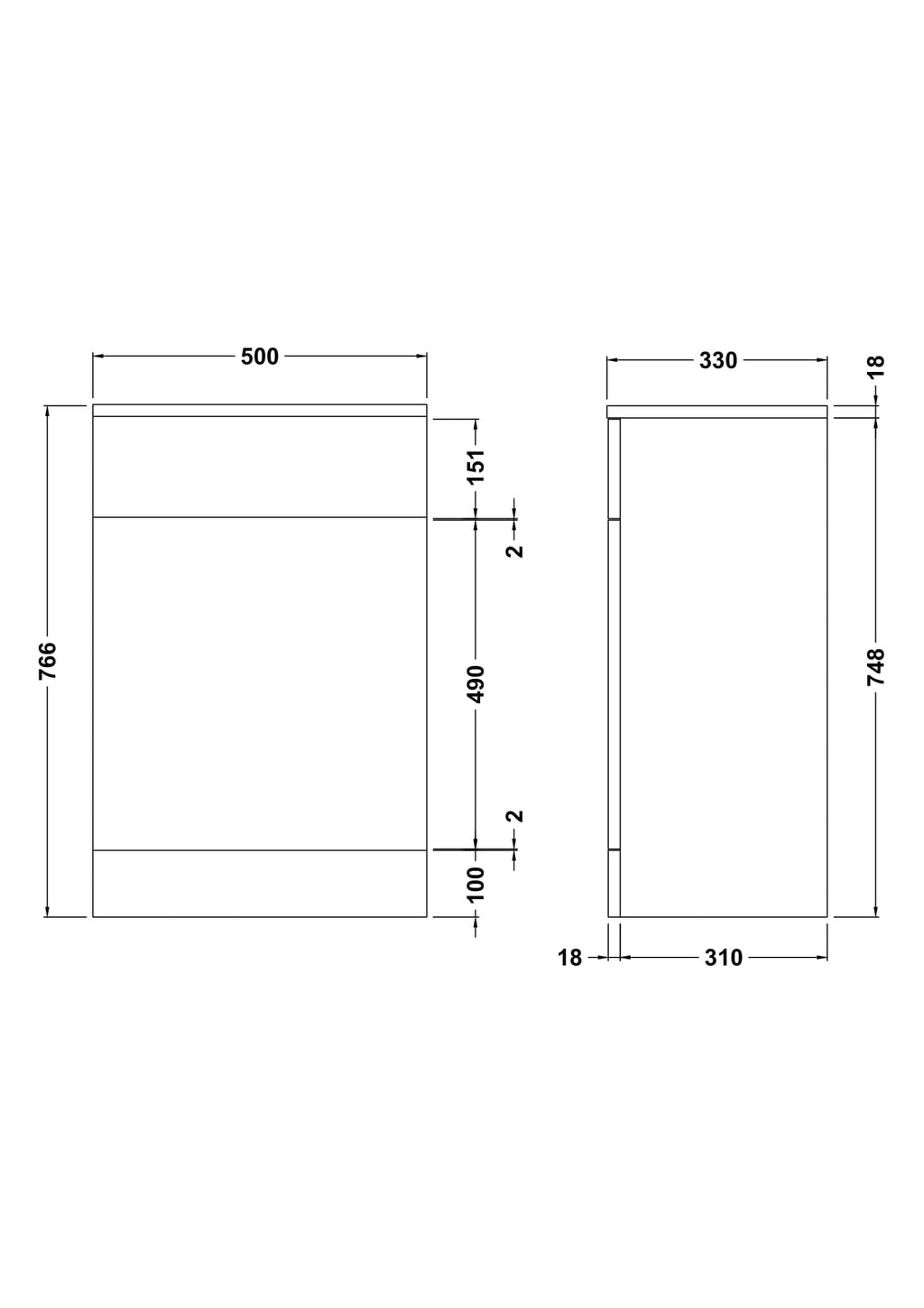 '- Sleek modern bathroom cabinet design with detailed measurements for fitting and storage solutions.