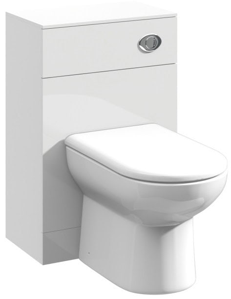 Modern white close-coupled toilet with a concealed cistern, ideal for contemporary bathroom designs. Perfect for space-saving and practical toilet installations.