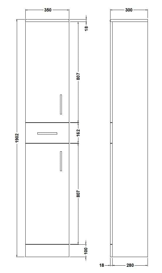 Modern bathroom cabinetry drawing with precise dimensions, perfect for custom bathroom storage solutions. Ideal for bathroom renovation projects.