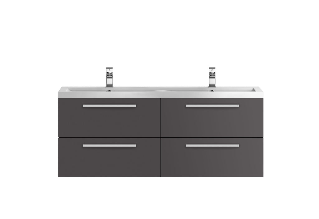 Hudson Reed Quartet 4 Drawer Double Wall Hung Vanity Unit With Basin - 1440mm Wide - 2 TH