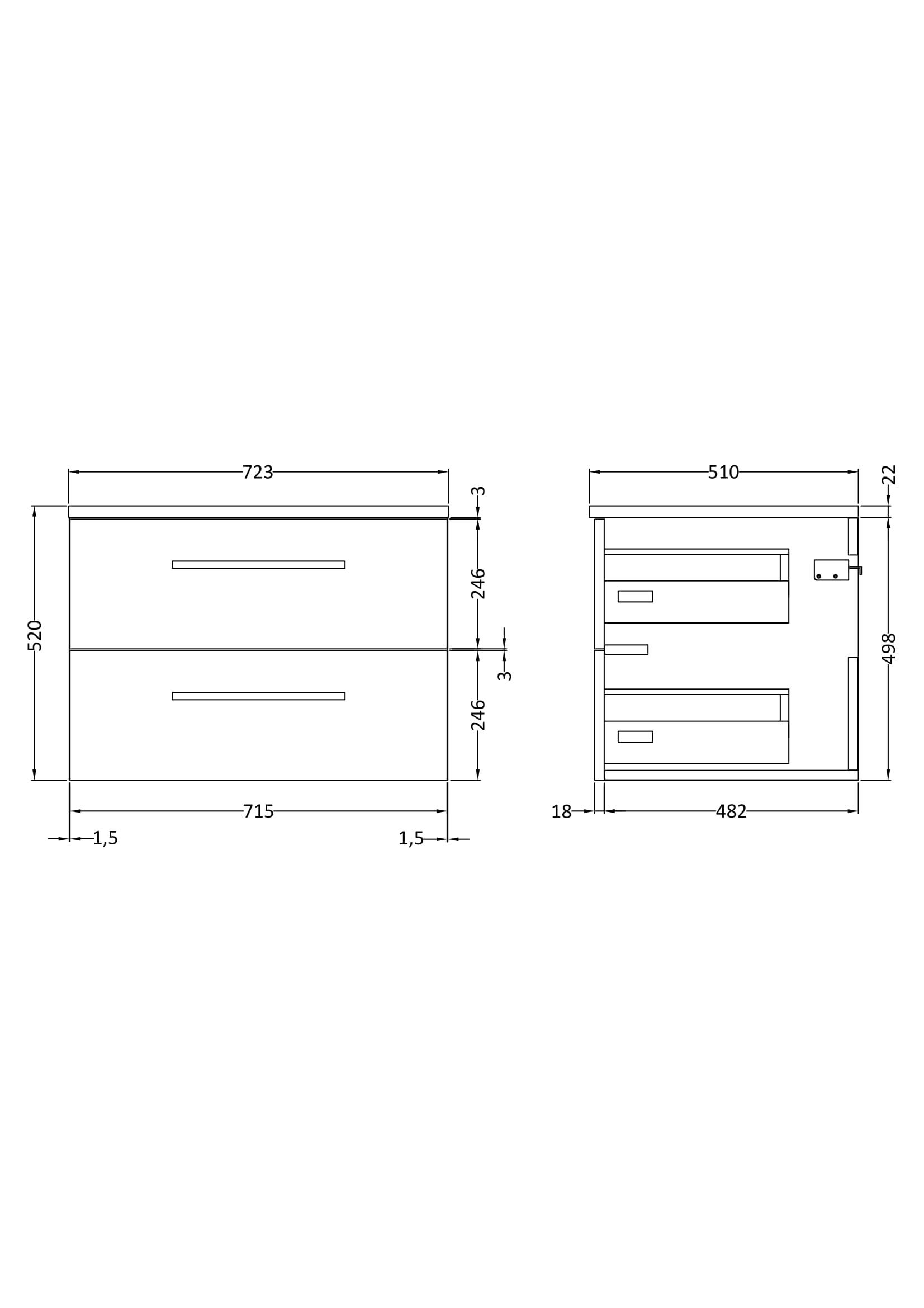 High-quality bathroom vanity unit with sleek drawers, modern design, and precise measurements, ideal for contemporary Bubly bathrooms. Perfect for stylish bathroom storage solutions.