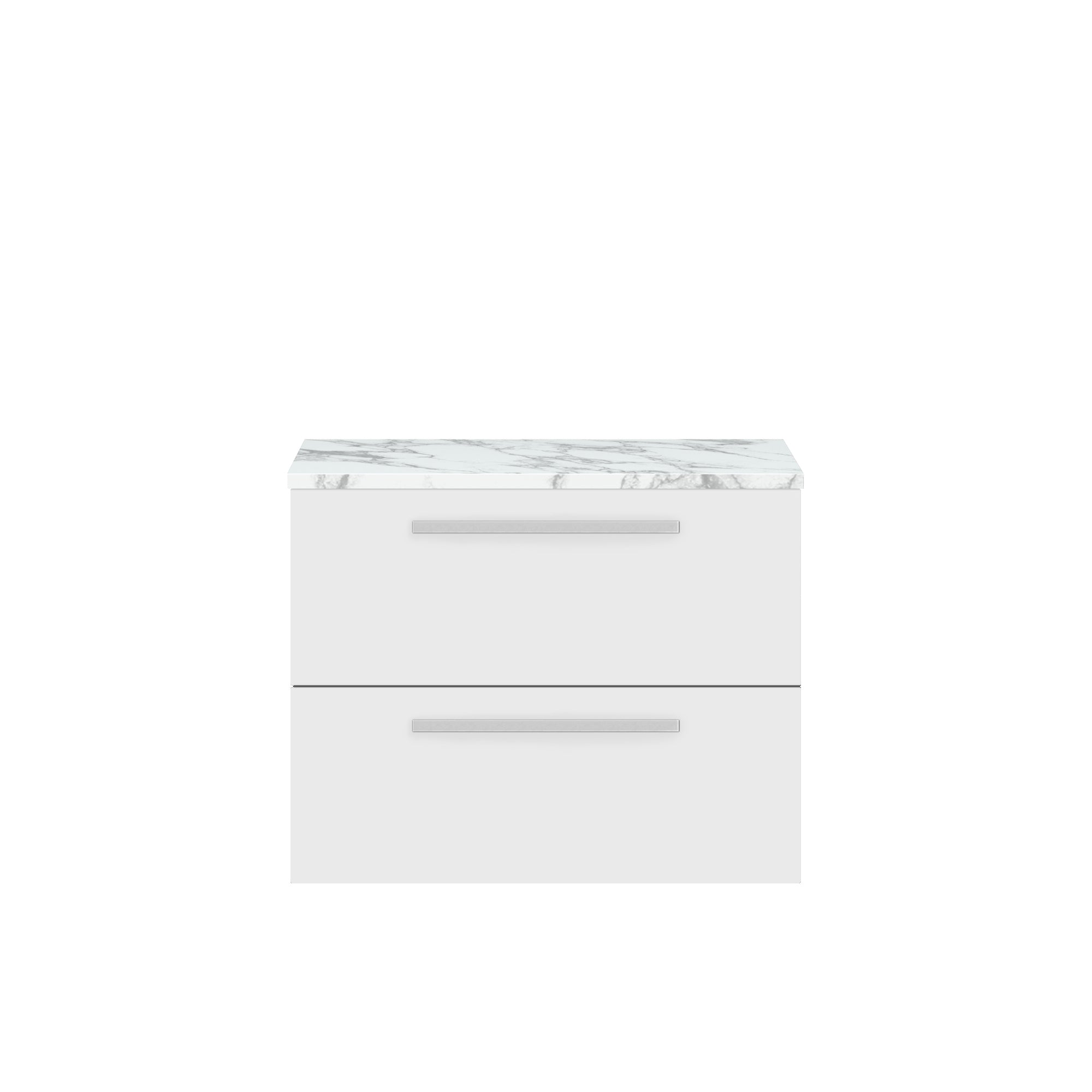 Sleek white modern bathroom vanity with marble countertop and minimalist handles, ideal for contemporary bathroom designs. Perfect storage solution for a stylish and functional bathroom upgrade.