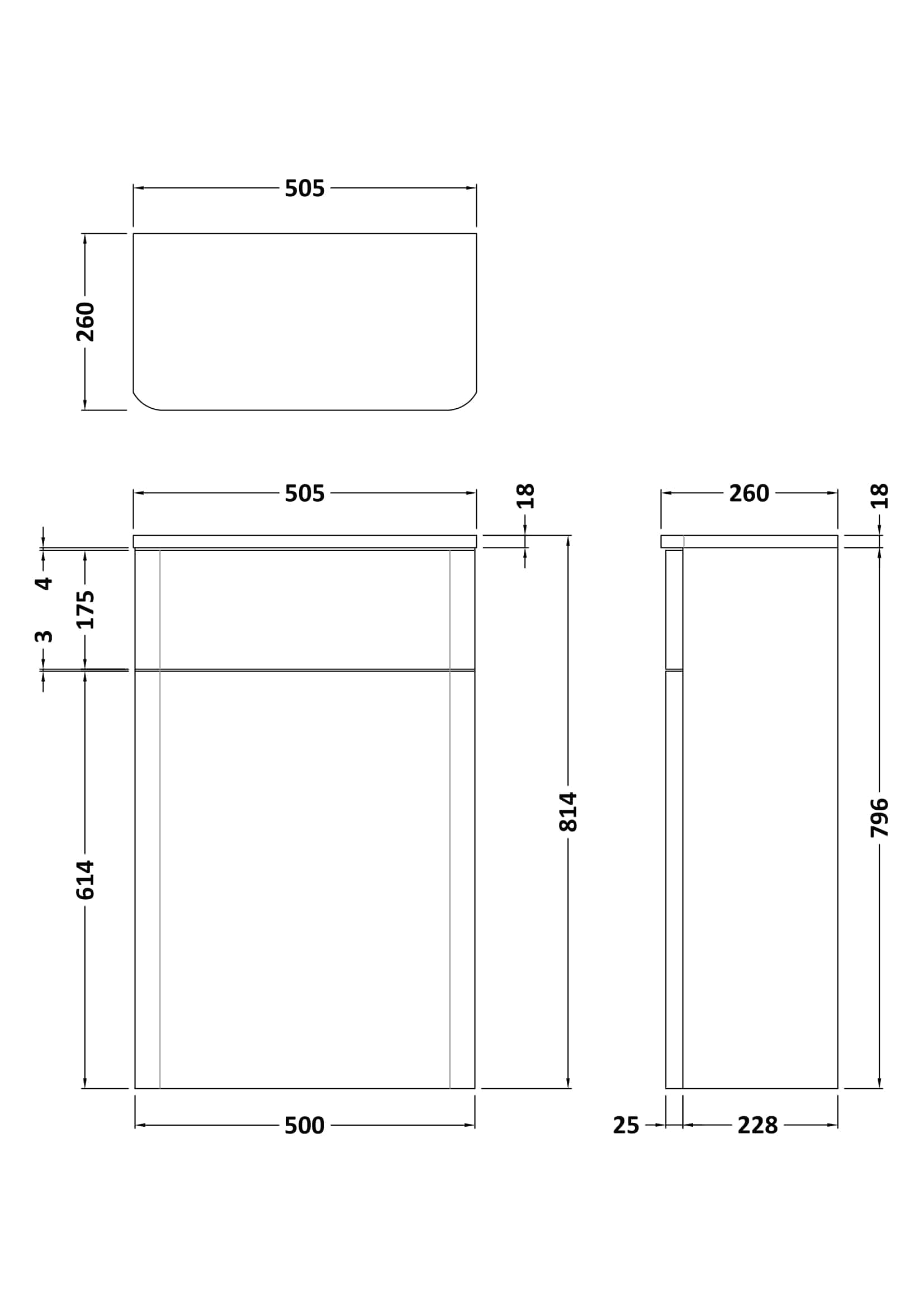 Sankey bathroom vanity unit front and top technical drawing with measurements and specifications for bathroom furniture design.