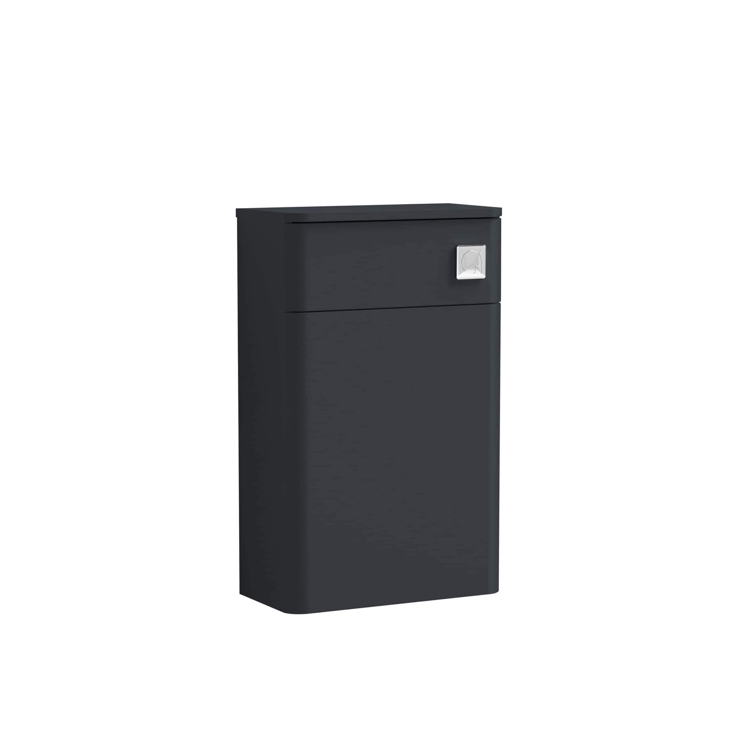 Black bathroom laundry hamper with a modern, sleek design and integrated lid, ideal for stylish and functional bathroom organisation. Perfect for laundry storage in contemporary bathrooms.