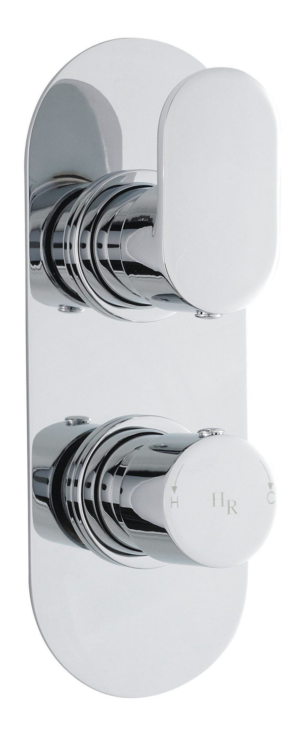 Sleek chrome thermostatic shower valve with easy-to-use controls, ideal for modern bathrooms and shower installations.
