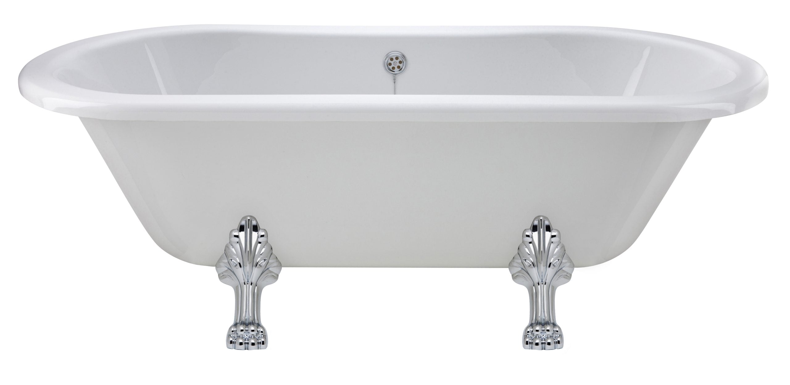 Elegant freestanding vintage clawfoot bathtub with chrome legs, perfect for classic bathroom decor and luxurious bathing experiences.