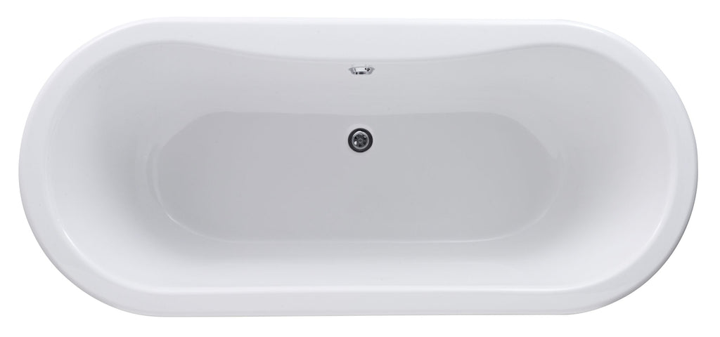 Sleek white freestanding bathtub with modern design, ideal for contemporary bathrooms, offering comfort and style for a luxurious bathing experience.