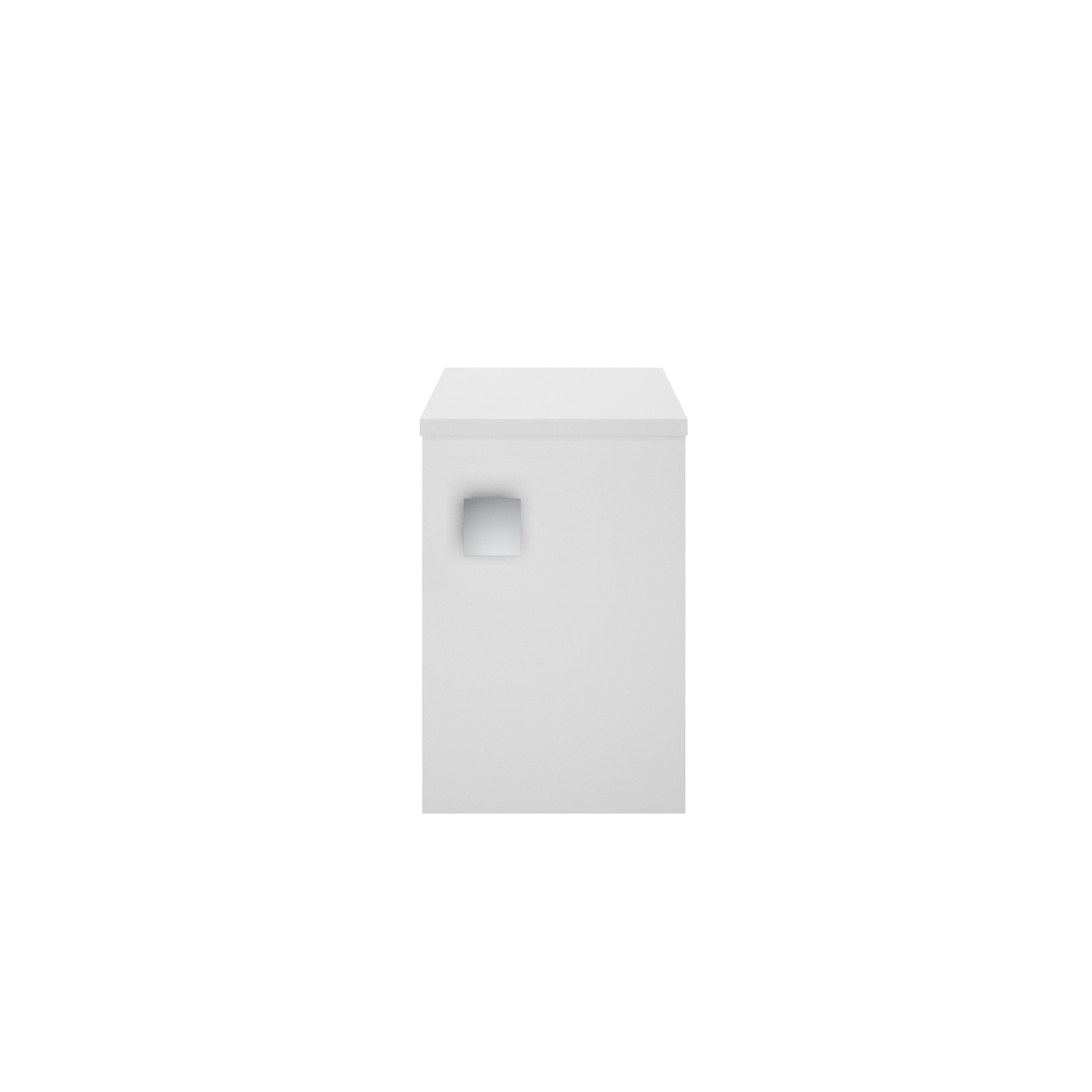 Sliding white mailbox with a square slot for mail delivery, styled for modern bathrooms or outdoor spaces, featuring clean lines and a minimalist design.