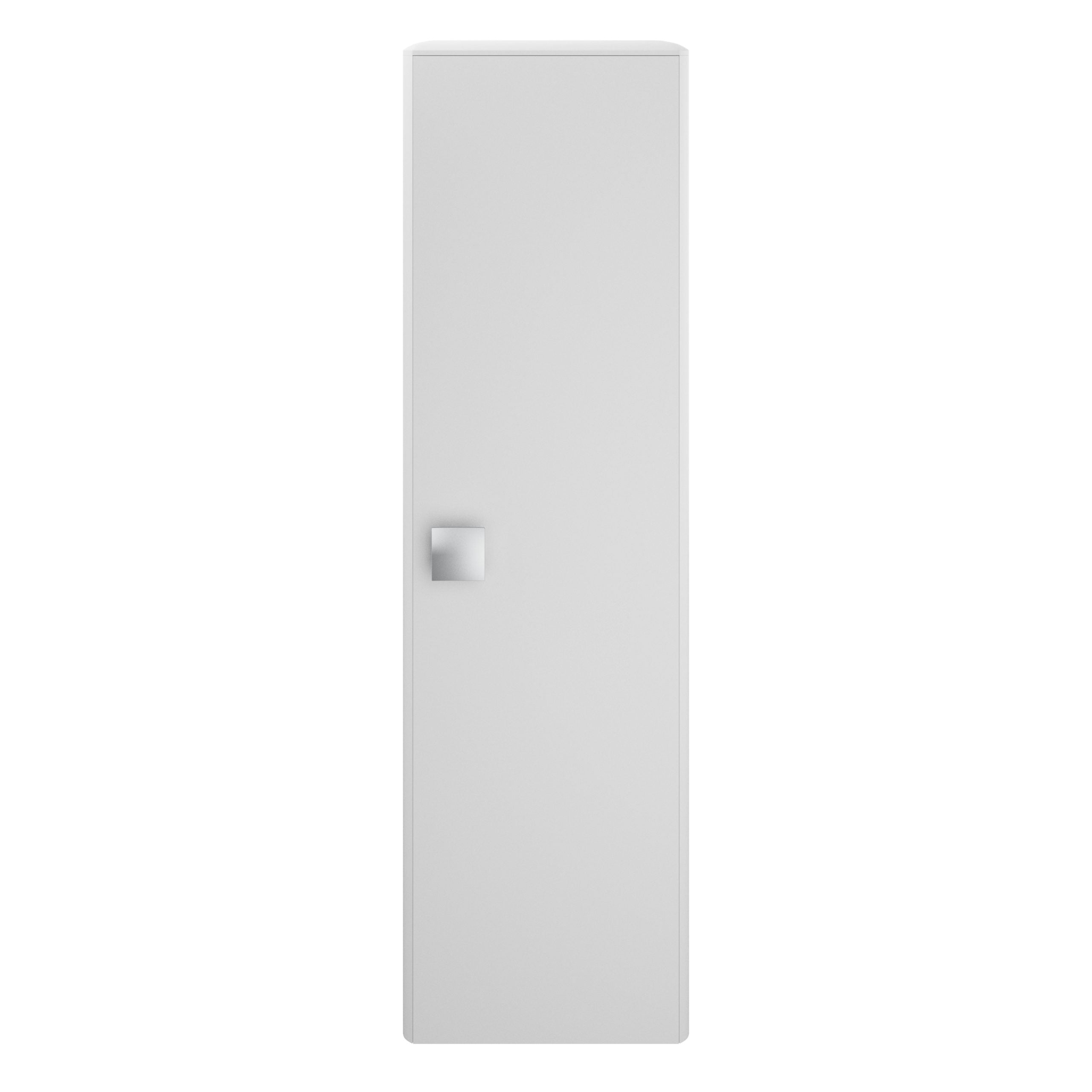 Smooth white bathroom storage cabinet with minimalist design, ideal for modern bathrooms, featuring a sleek handle, durable finish, and ample space for toiletries and bathroom essentials.
