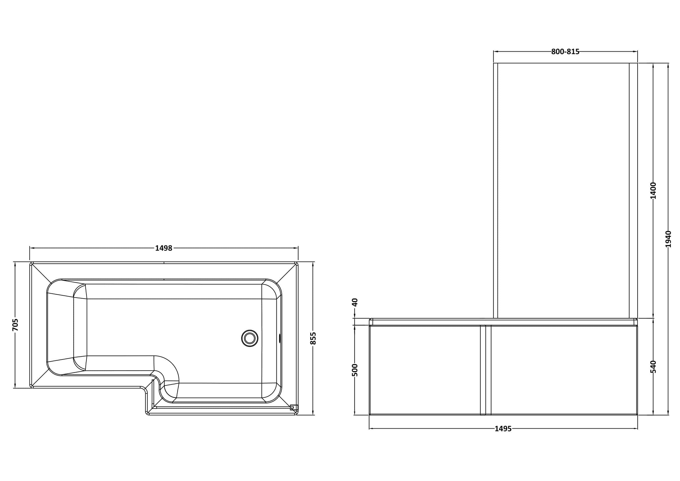 Modern inset bathtub and bathroom storage cabinet design with detailed measurements for luxury Bubly Bathrooms. Ideal for contemporary bathroom renovations and installations.