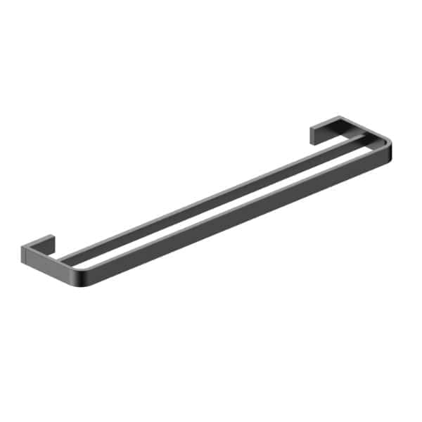 Sleek black towel rail for modern bathrooms, combining style and functionality. Designed to enhance your bathroom décor with durable and minimalist design. Perfect for towel hanging and bathroom organisation.