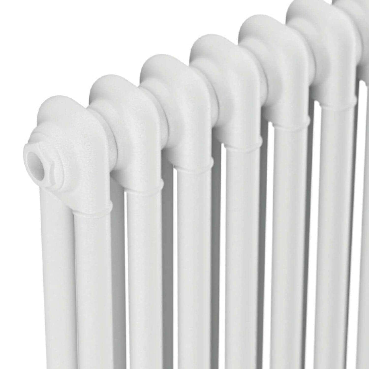 Aluminum radiator in white finish, ideal for modern bathroom heating solutions, providing efficient heat distribution and stylish design.