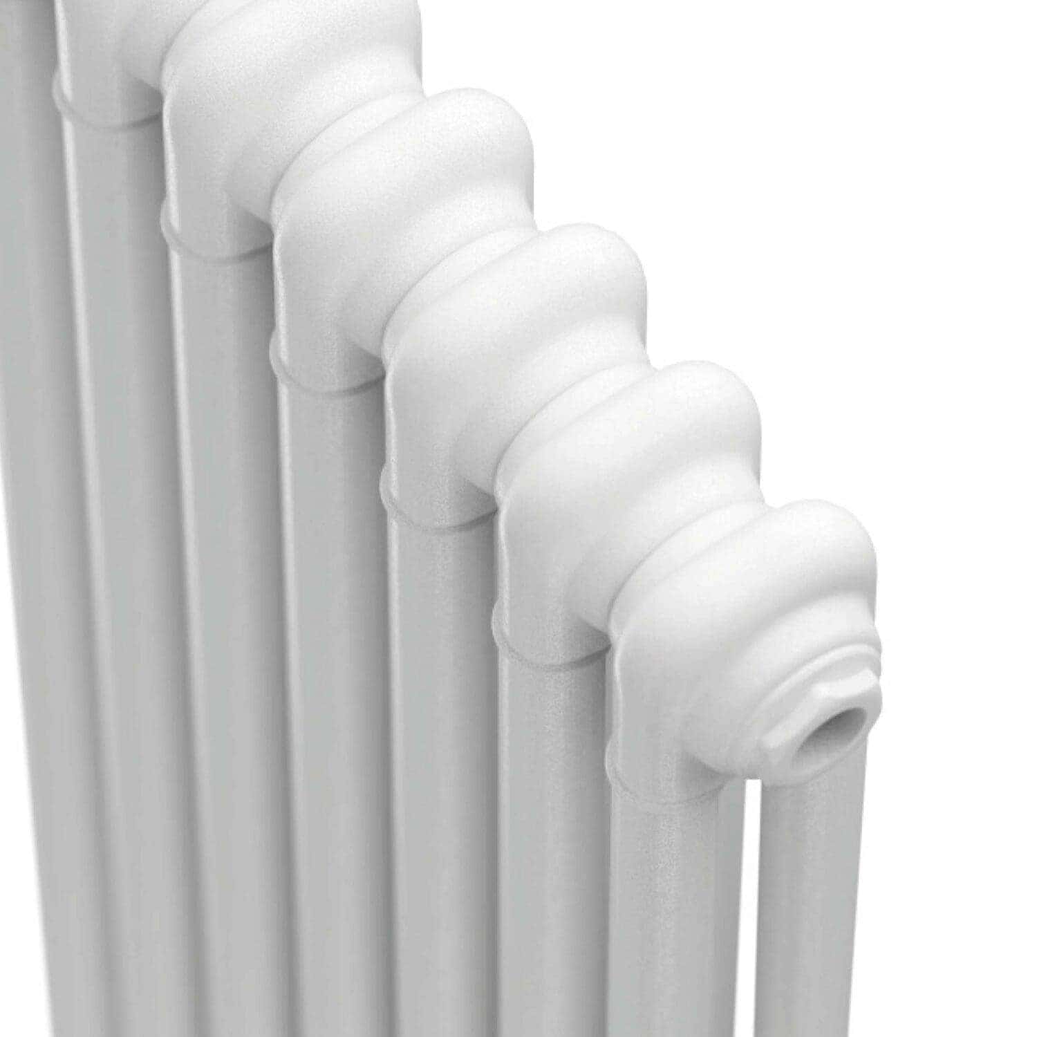 Radiator valve and white heating panel for bathroom heating and hot water systems.