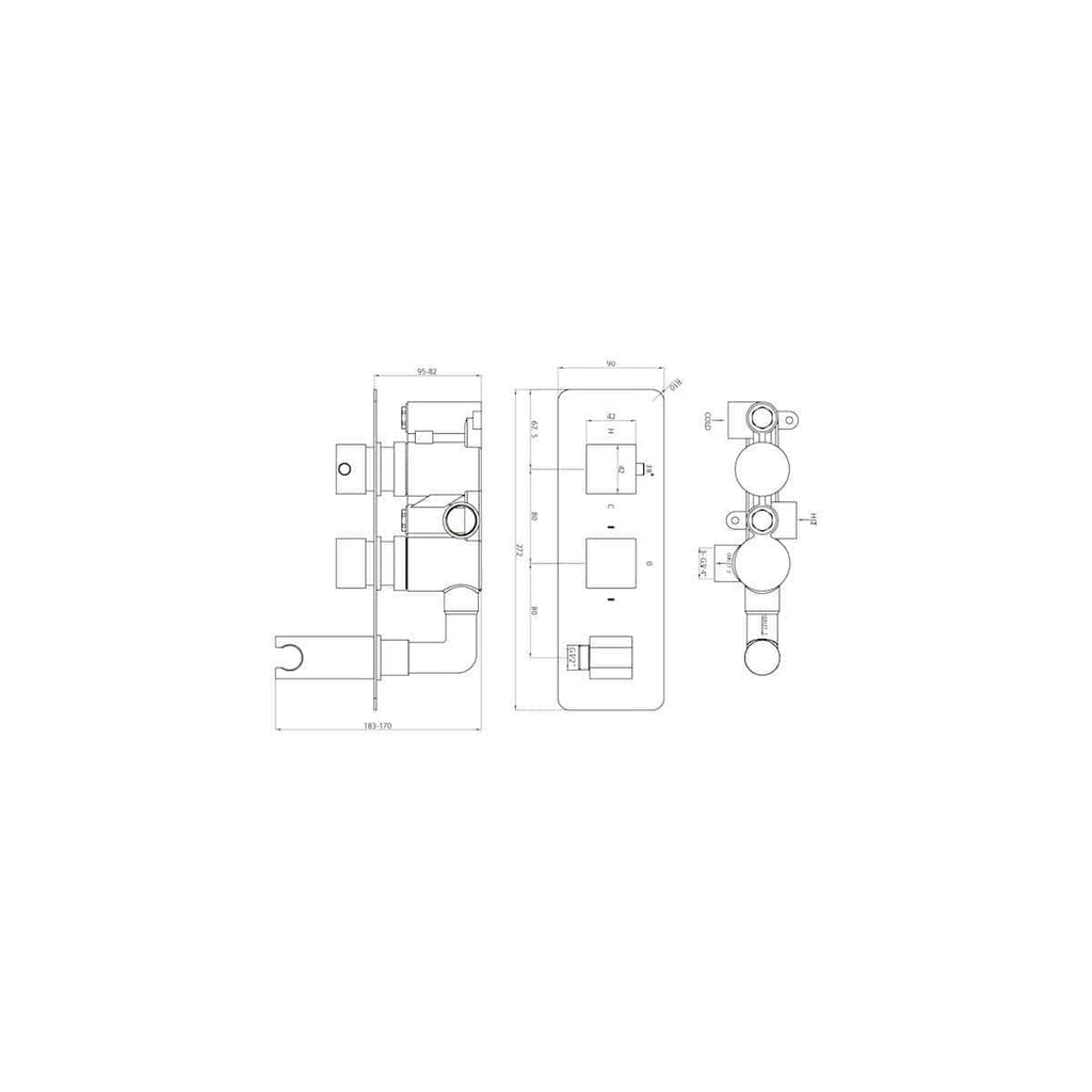 High-quality bathroom plumbing technical drawing from Bubly Bathrooms showing detailed measurements and installation components. Perfect for bathroom renovation projects and plumbing installations.