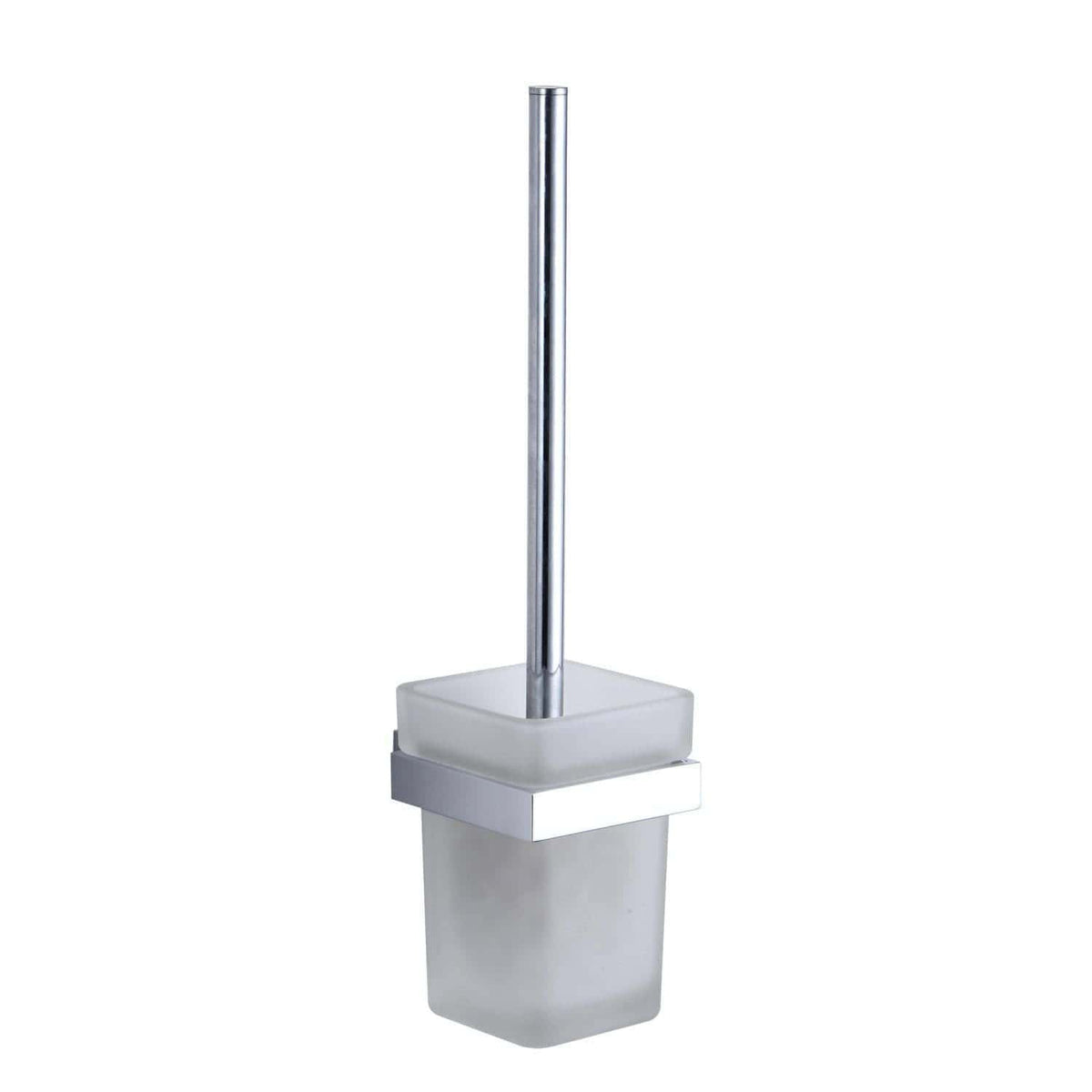 Stainless steel toilet brush with plastic holder, modern bathroom cleaning accessory, durable and hygienic, ideal for bubly Bathrooms.