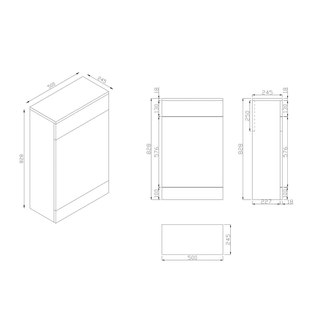 Sleek modern bathroom vanity cabinet with detailed technical drawings, perfect for custom bathroom design and renovation projects.