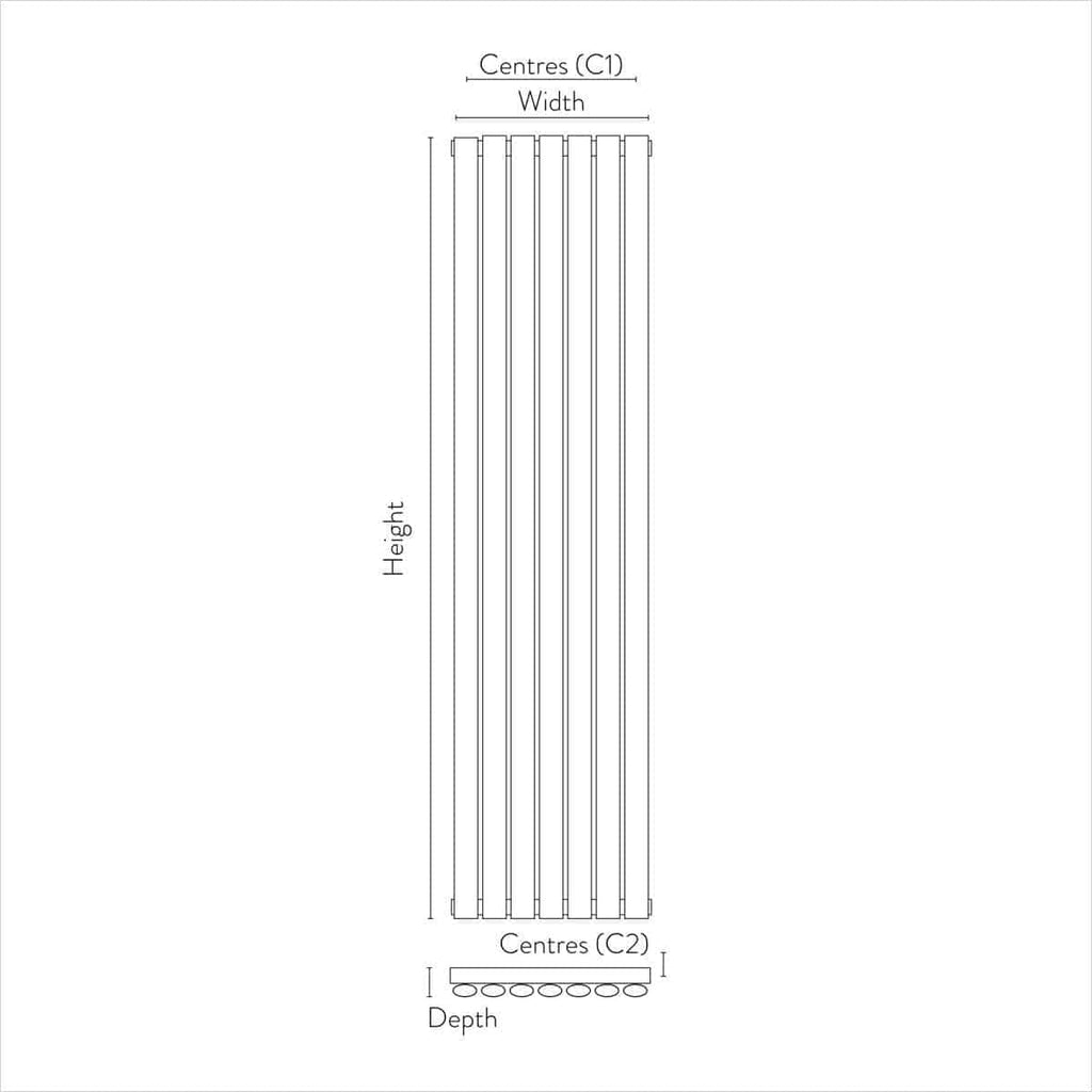 Aluminium radiator with vertical fins designed for efficient bathroom heating, featuring adjustable centre spacings and easy installation. Ideal for modern bathroom upgrades on bubly.co.uk.