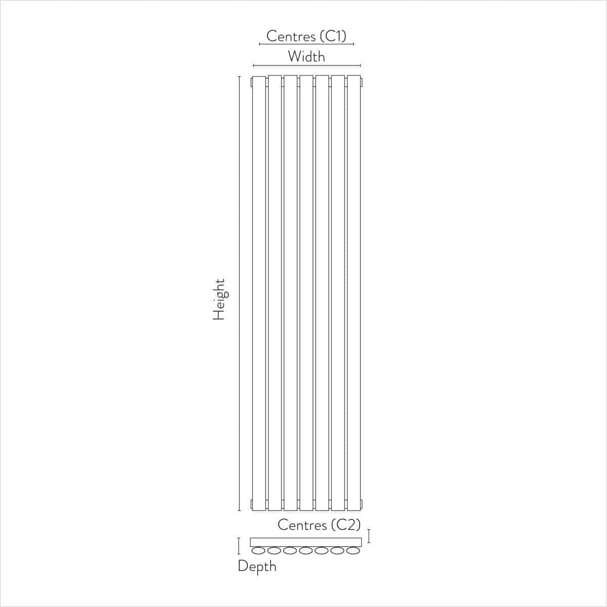 Aluminium radiator with vertical fins designed for efficient bathroom heating, featuring adjustable centre spacings and easy installation. Ideal for modern bathroom upgrades on bubly.co.uk.