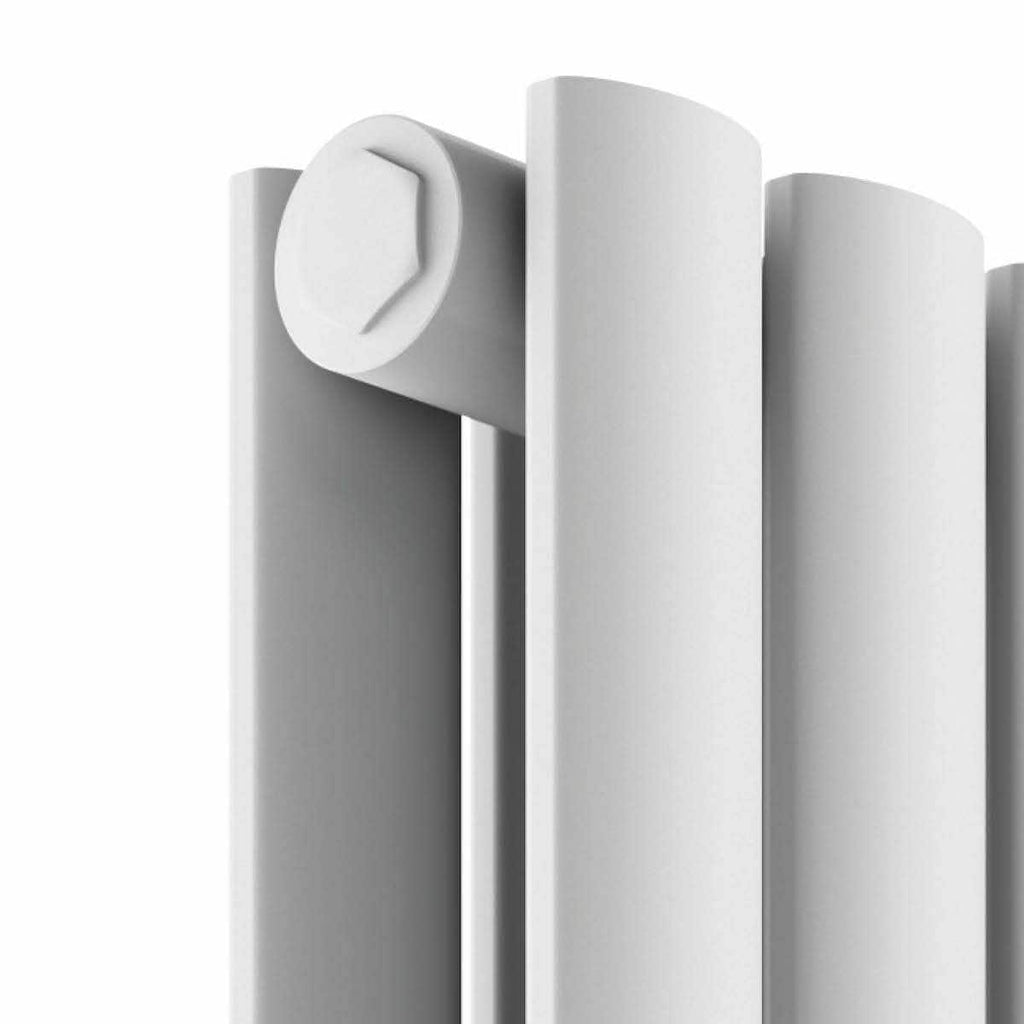 Sleek white modern radiator with a minimalist design, ideal for contemporary bathrooms, providing efficient heat and stylish decor. Perfect for enhancing bathroom comfort and style.