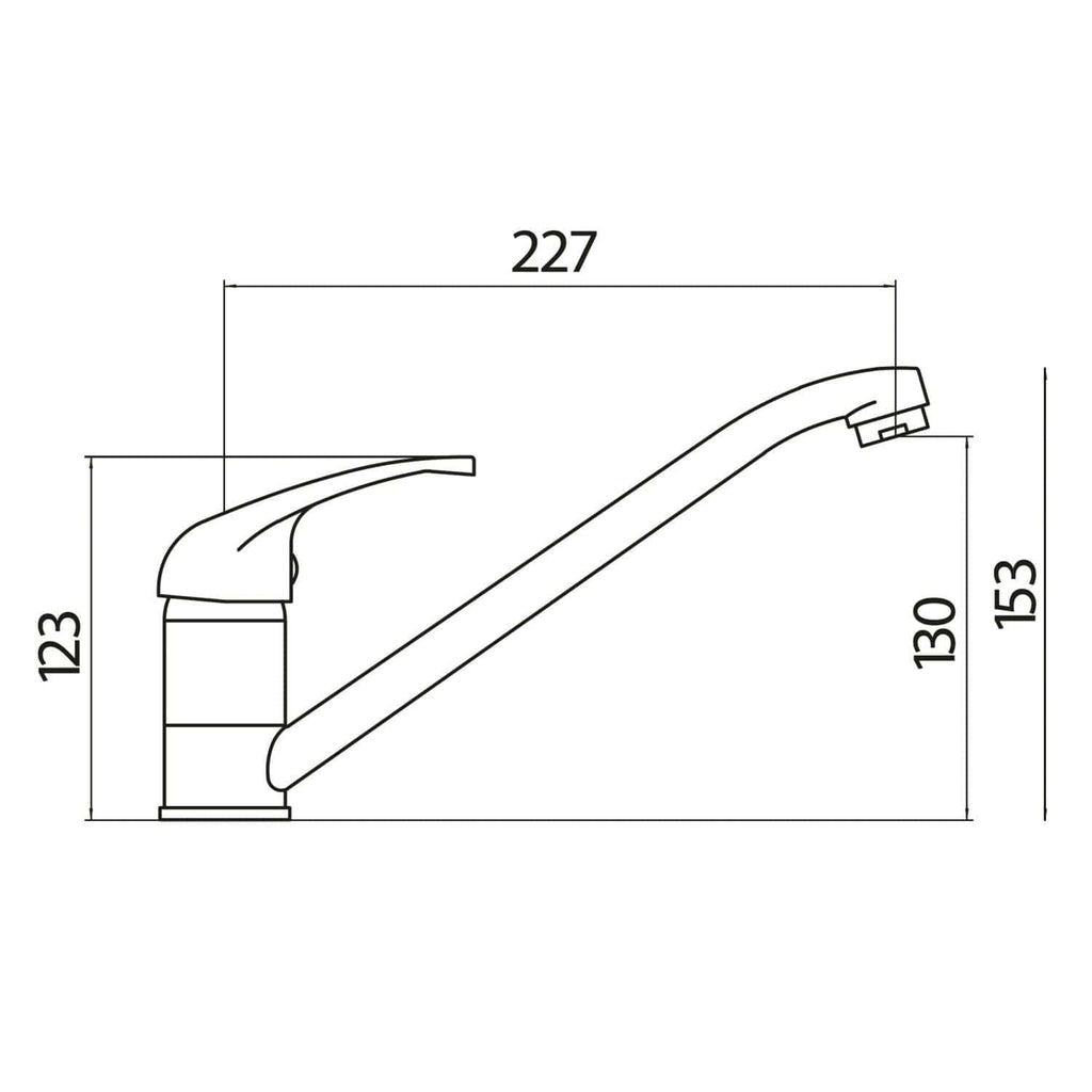 High-quality kitchen sink tap with detailed technical drawing and measurements, ideal for bathroom or kitchen renovation projects. Durable, modern design with precise dimensions for seamless installation.