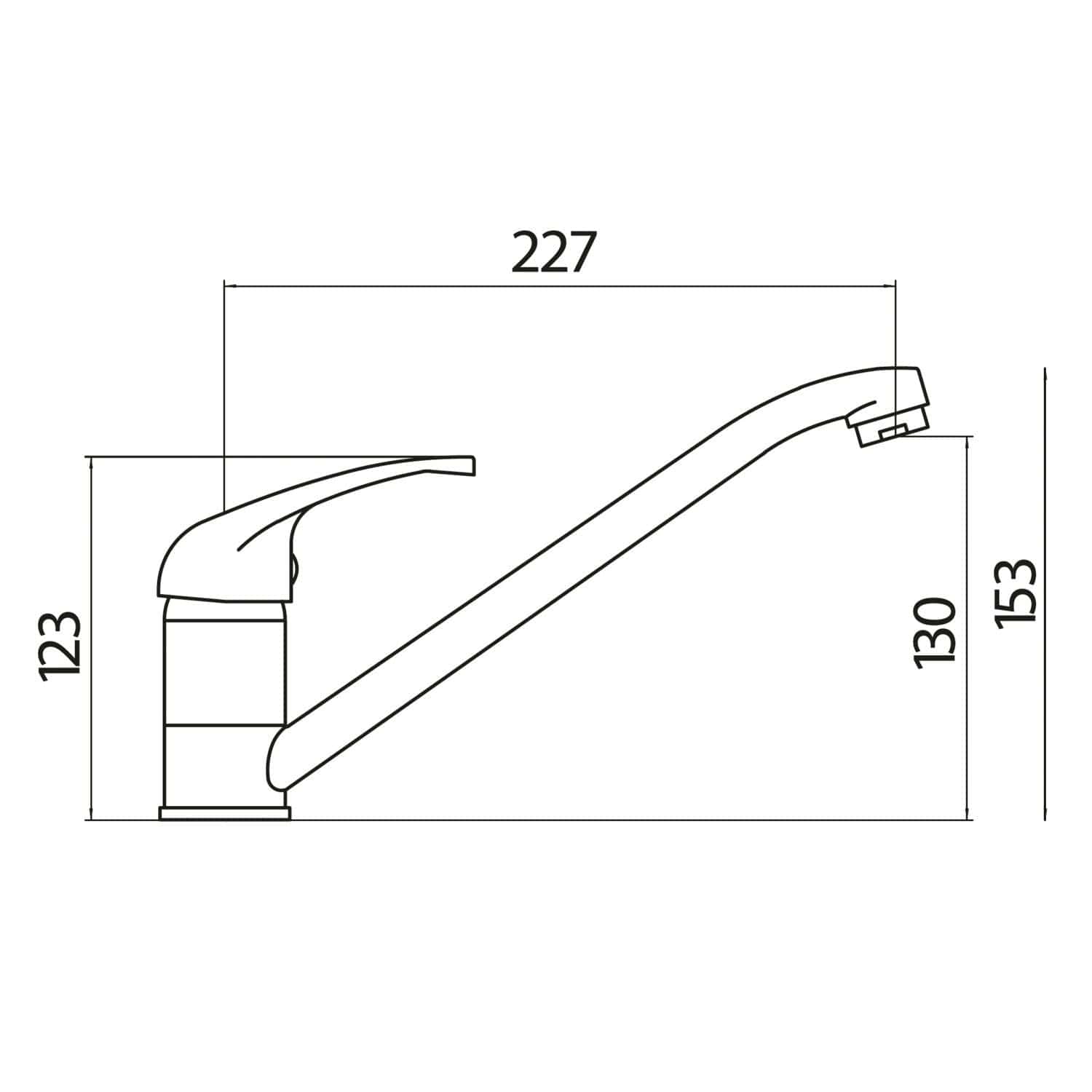 High-quality kitchen sink tap with detailed technical drawing and measurements, ideal for bathroom or kitchen renovation projects. Durable, modern design with precise dimensions for seamless installation.