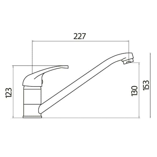 450px-wide modern kitchen mixer tap with detailed technical drawings, perfect for bathroom and kitchen renovation projects.