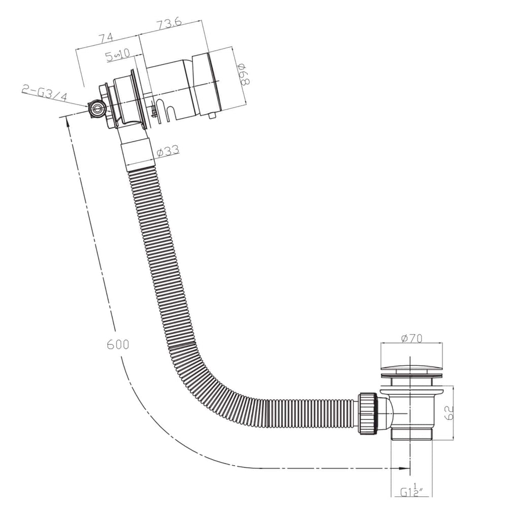 Flexible bathroom drain pipe with adjustable length and durable fittings, ideal for seamless installation in modern bathroom plumbing systems.