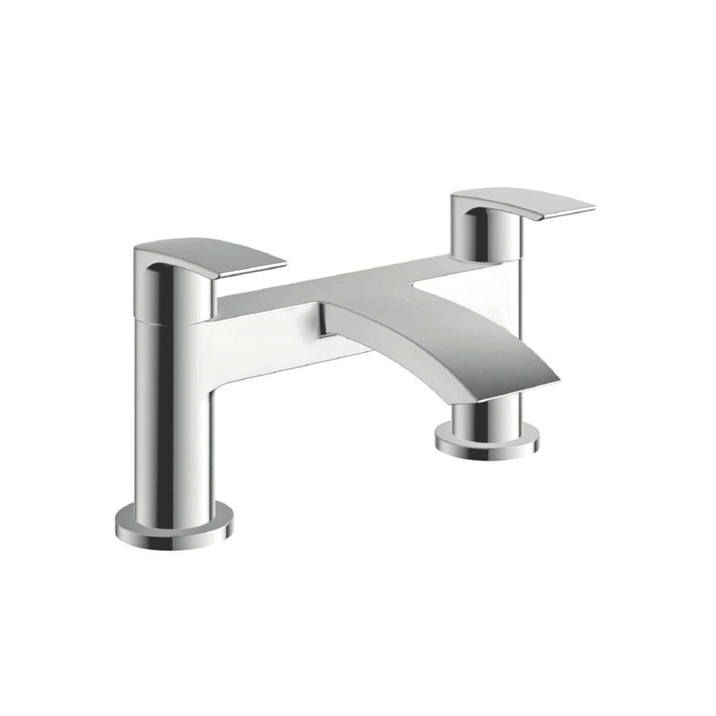 Sleek silver bathroom faucet with dual handles, modern design for stylish bathroom sink installations. Perfect for contemporary bathrooms seeking a top-quality tap.