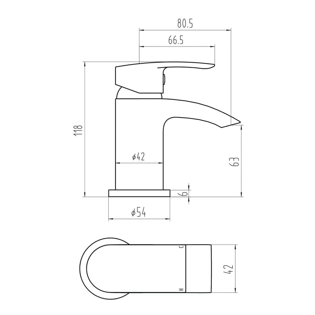 Sleek modern bathroom faucet with precise technical specifications, highlighted dimensions, and ergonomic design for contemporary bathroom renovation and plumbing installations.