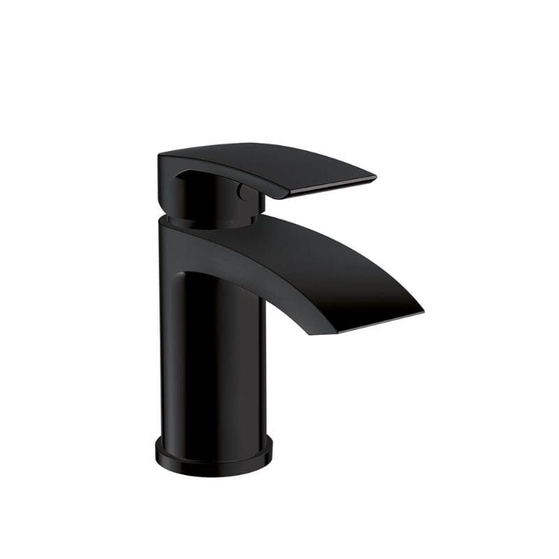 Sleek black bathroom basin mixer tap with modern minimalist design, ideal for contemporary bathrooms. Crafted from durable materials, offering style and functionality for a luxurious bathroom upgrade.