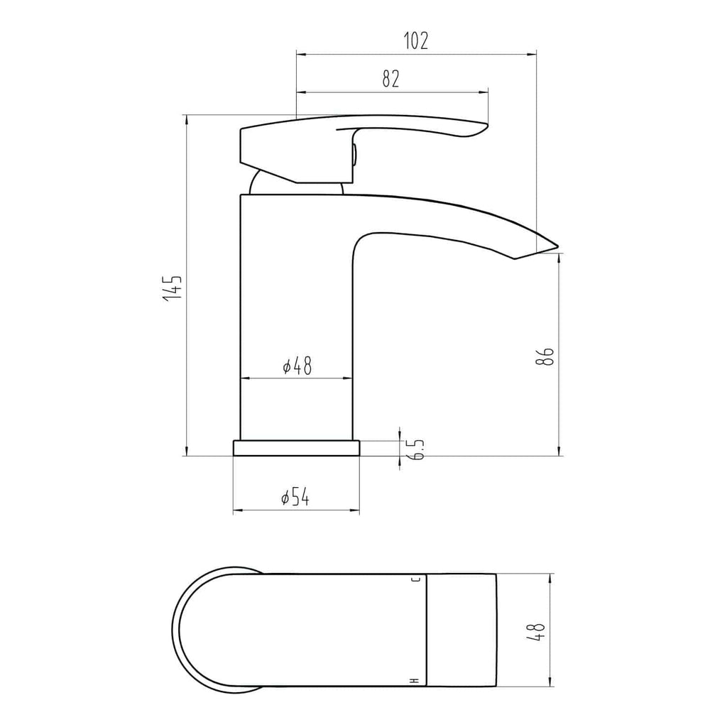 Sleek modern bathroom tap with precise measurements, chrome finish, and ergonomic design perfect for contemporary bathrooms and ensuring efficient water flow.
