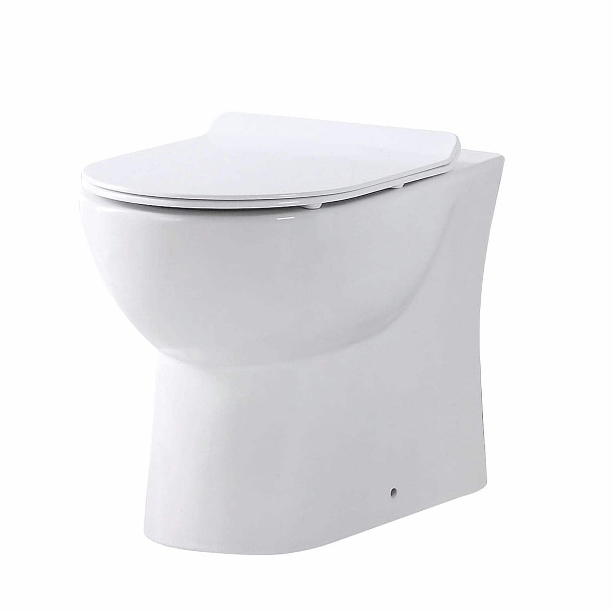 Modern white ceramic toilet with soft-close seat for bathroom comfort and hygiene.