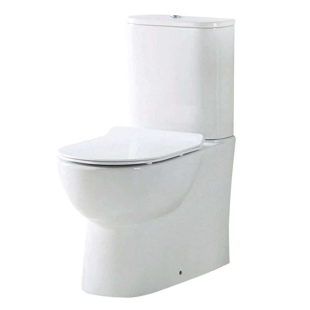 Sleek white modern toilet with dual-flush system, perfect for contemporary bathrooms. Easy-to-clean design and water-efficient features enhance bathroom functionality and style.