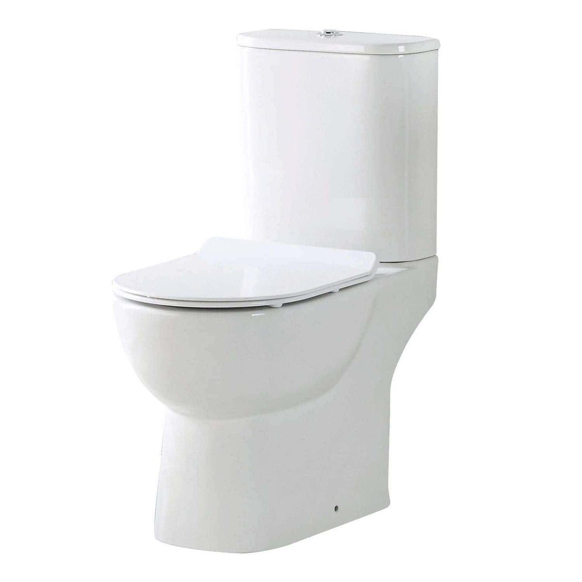 Sleek white modern toilet with dual-flush system, perfect for contemporary bathrooms and water-saving fixtures. Designed for comfort and efficient waste management.