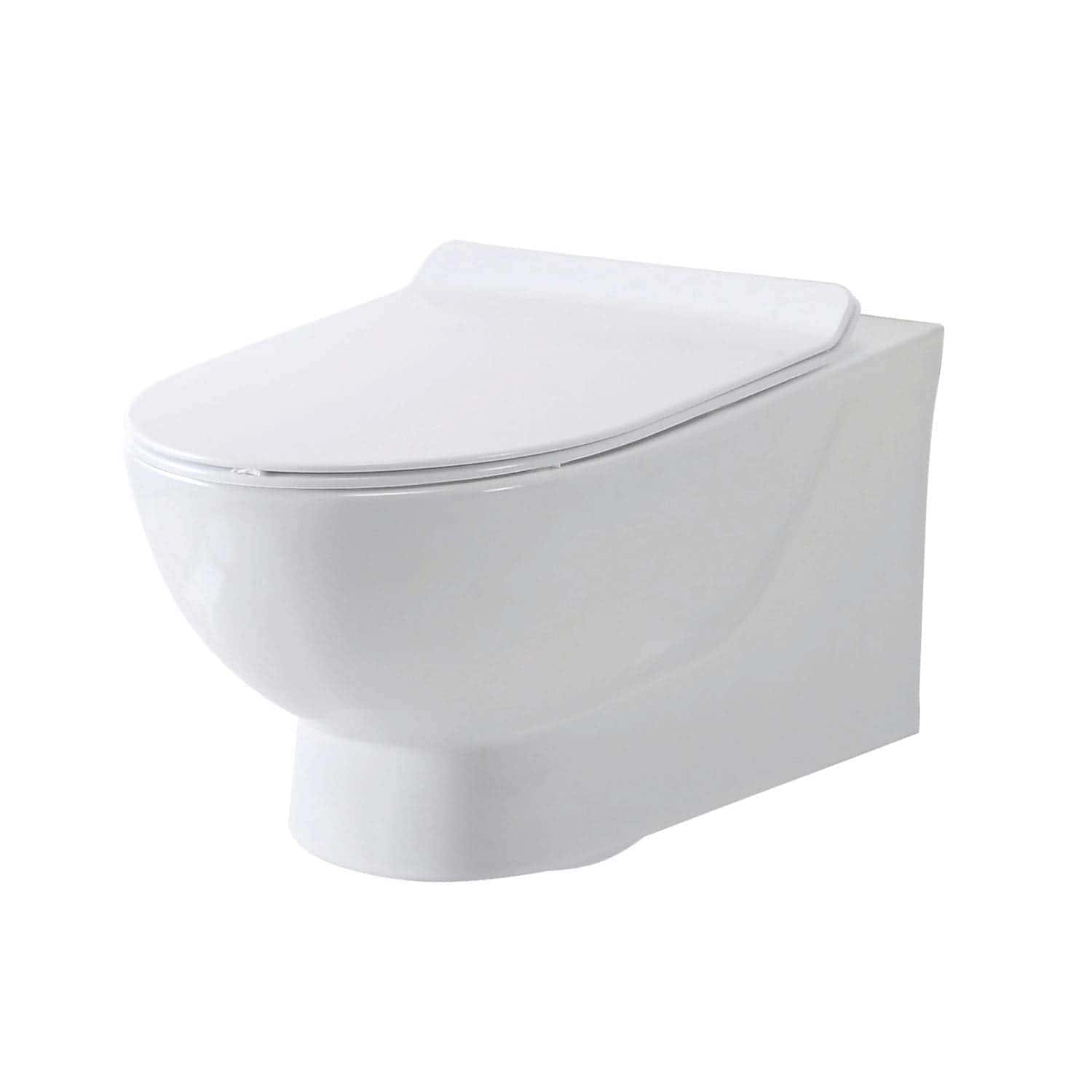 Sleek white wall-mounted toilet with closed lid, modern design, ideal for contemporary bathrooms, made for water efficiency and comfort, suitable for UK bathrooms.