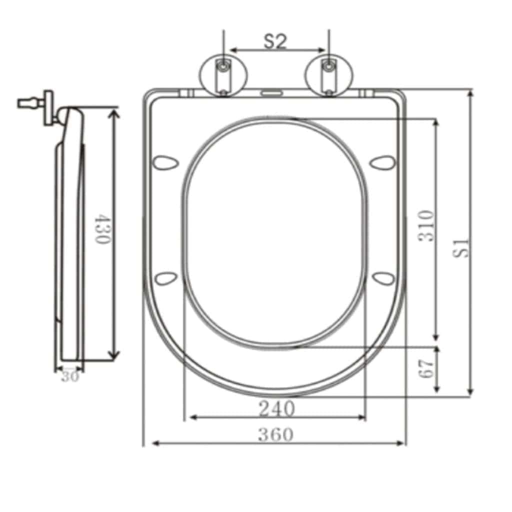 High-quality bathroom toilet seat design with precise measurements for optimal bathroom space planning. Suitable for modern bathroom renovations and installations.