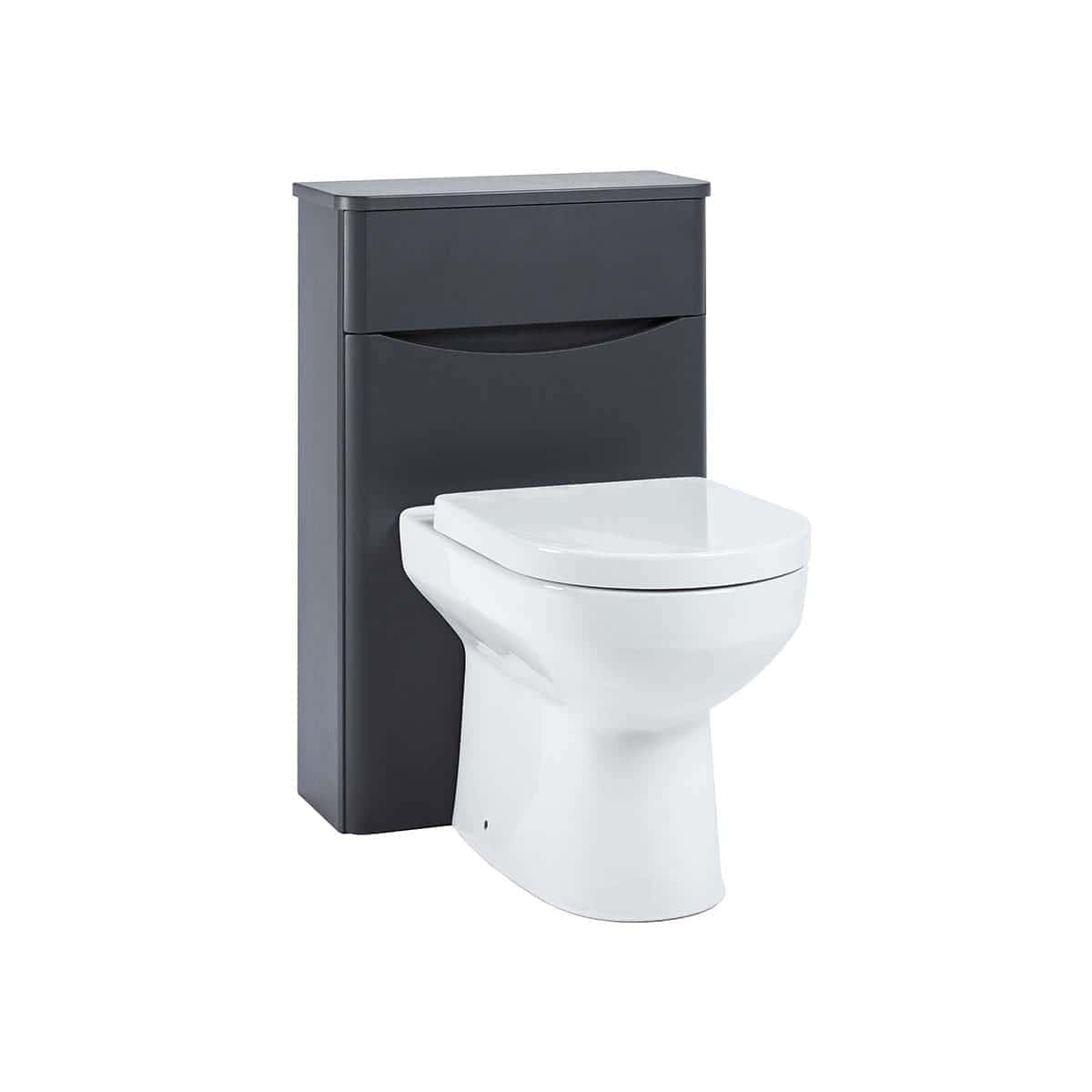 Modern toilet with integrated bathroom storage cabinet for efficient space utilisation. Suitable for contemporary bathrooms and perfect for bathroom renovation projects.