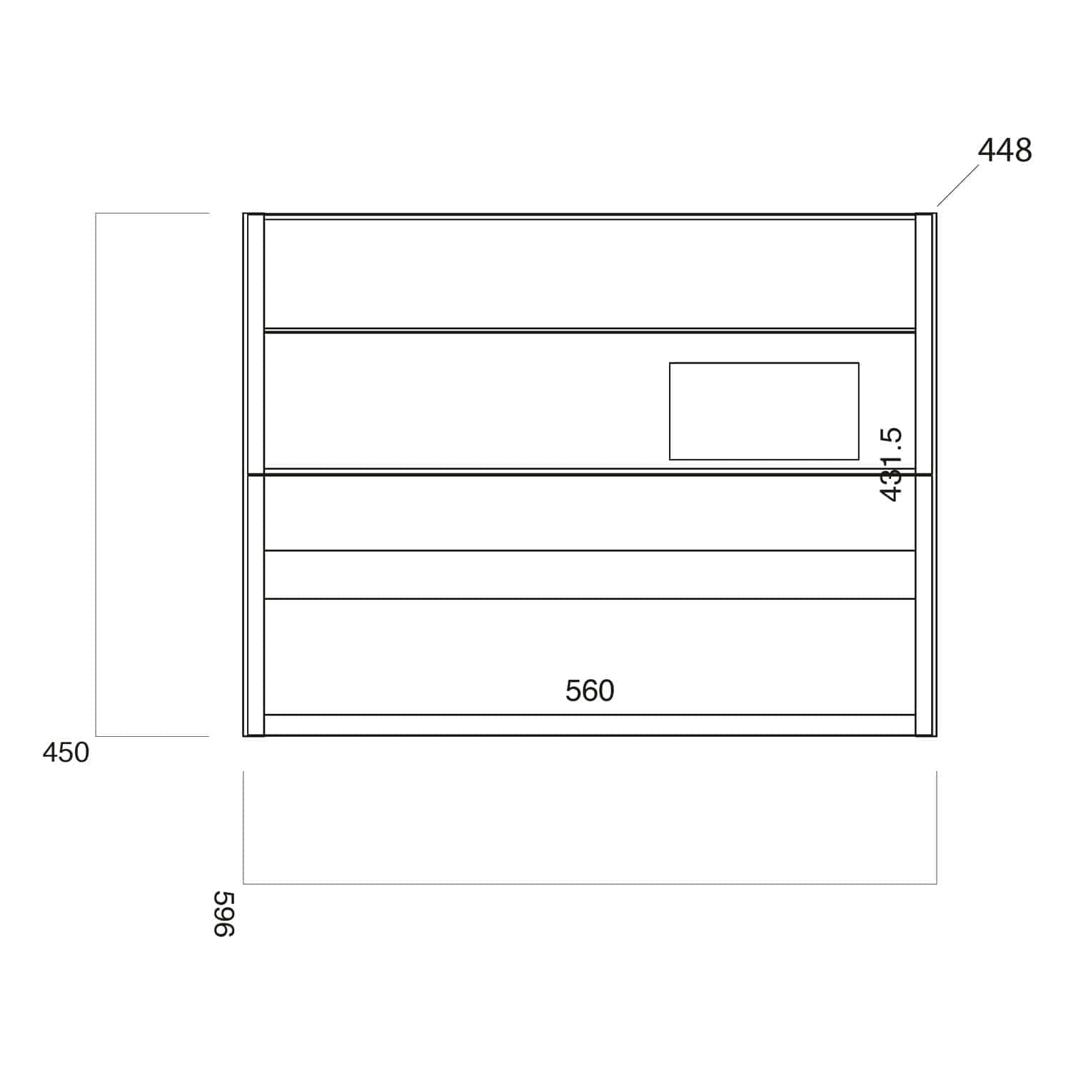 Iron grey bathroom cabinet with sleek modern design, featuring spacious storage drawers and a built-in mirror, ideal for contemporary bathroom decor and organisation.