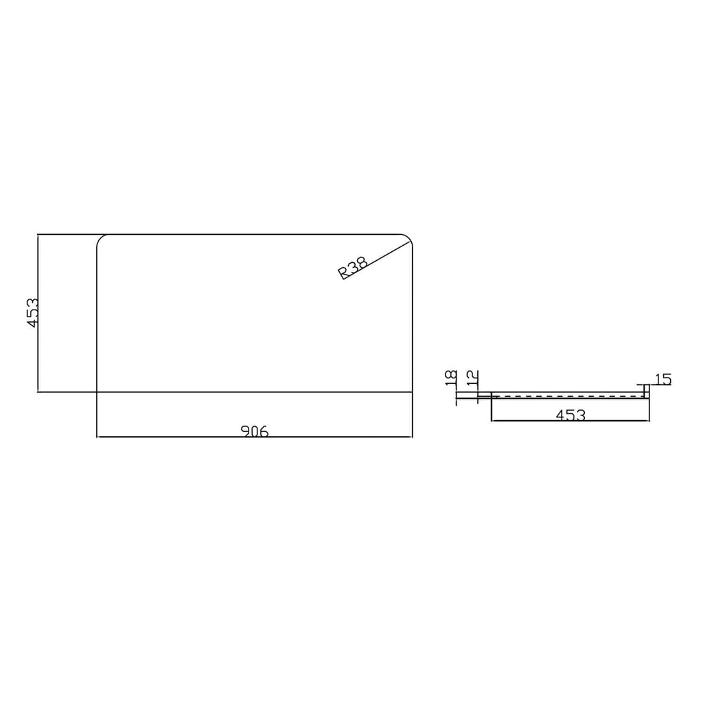 High-quality bathroom vinyl floor plan drawing with precise dimensions and rounded corners, ideal for bathroom renovation projects and flooring design.