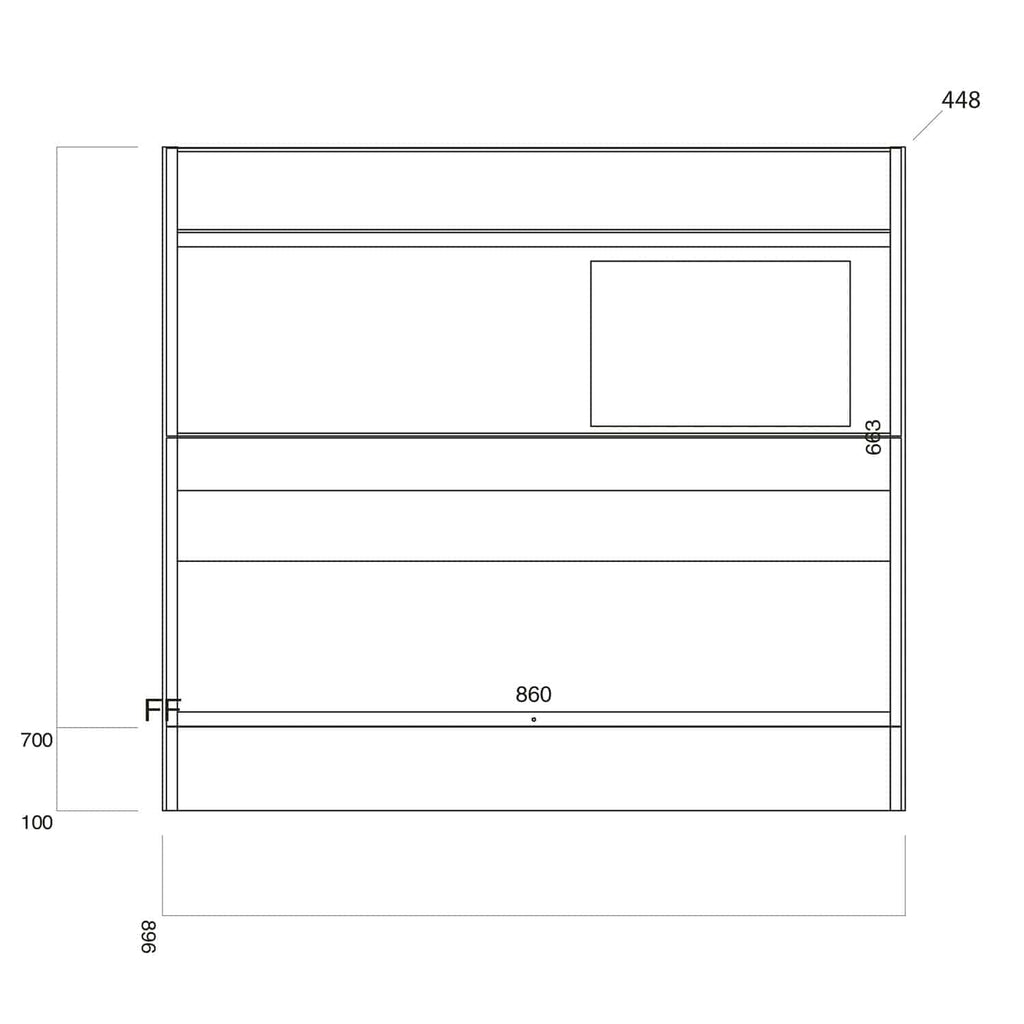 Modern bathroom cabinet design sketch with detailed measurements for built-in storage solutions. Ideal for custom bathroom installations and renovation projects.