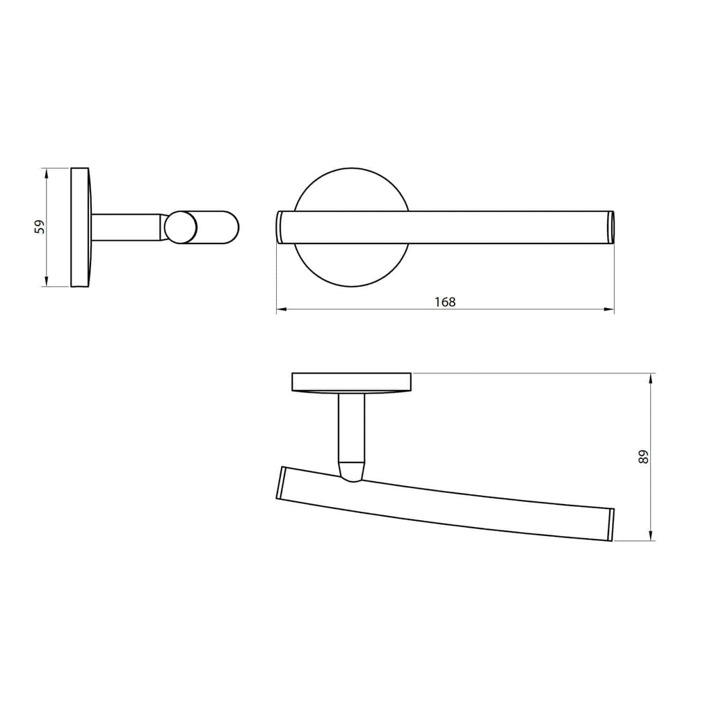 Sleek modern bathroom towel rail design with precise measurements, perfect for contemporary bathroom renovations and accessories. Ideal for stylish bathroom storage solutions.