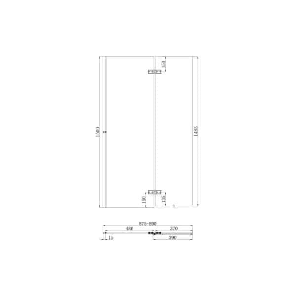 Recess Shower Enclosure technical drawing with precise dimensions for custom bathroom installation. Ideal for modern, space-saving bathroom designs focusing on high-quality shower solutions.