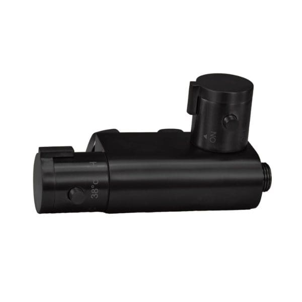 High-quality black bathroom shower pump with adjustable pressure control, ideal for enhancing water flow in Bubly Bathrooms installations.